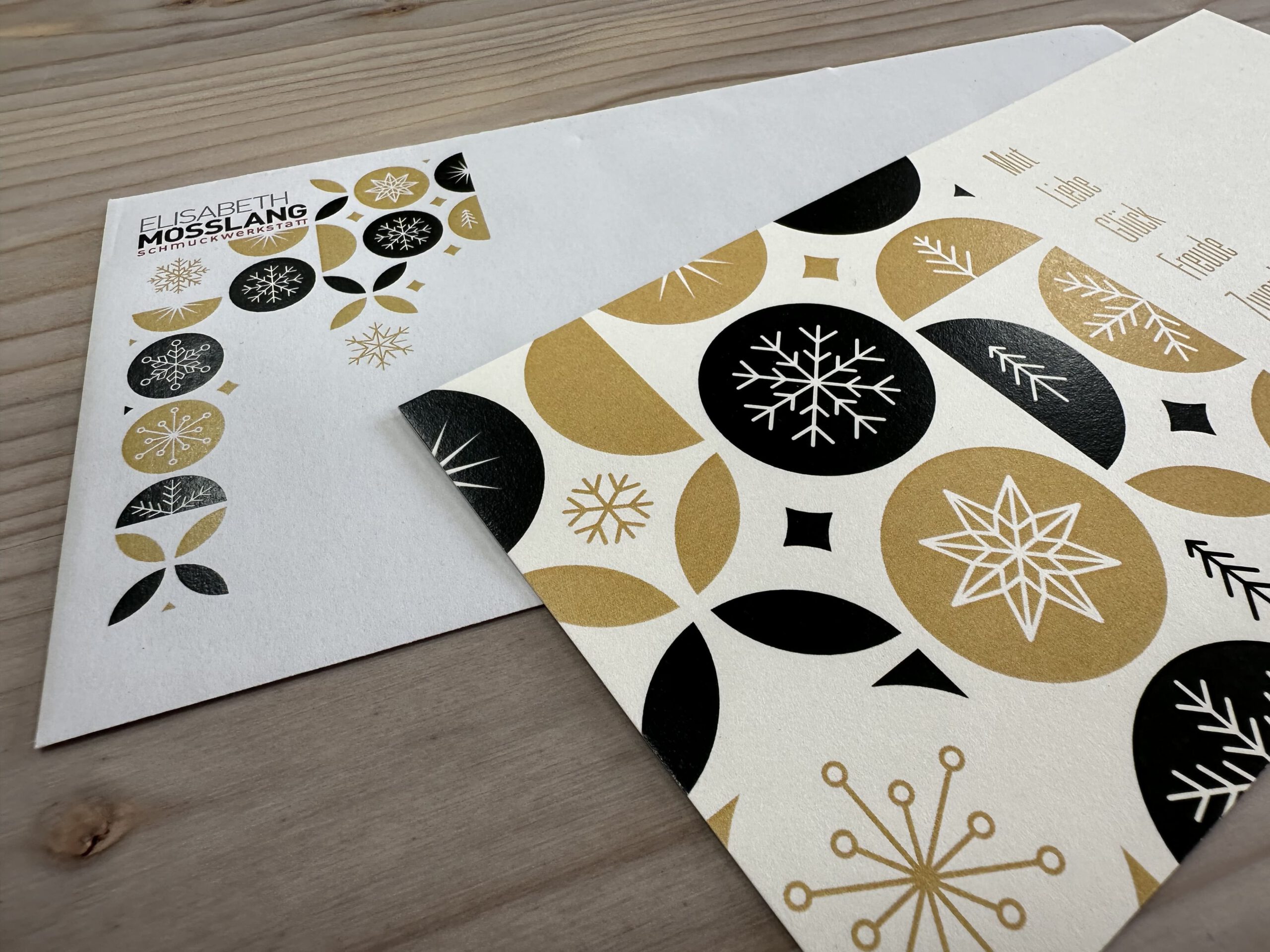 Weihnachtskarte Firmen mit bedrucktem Umschlag