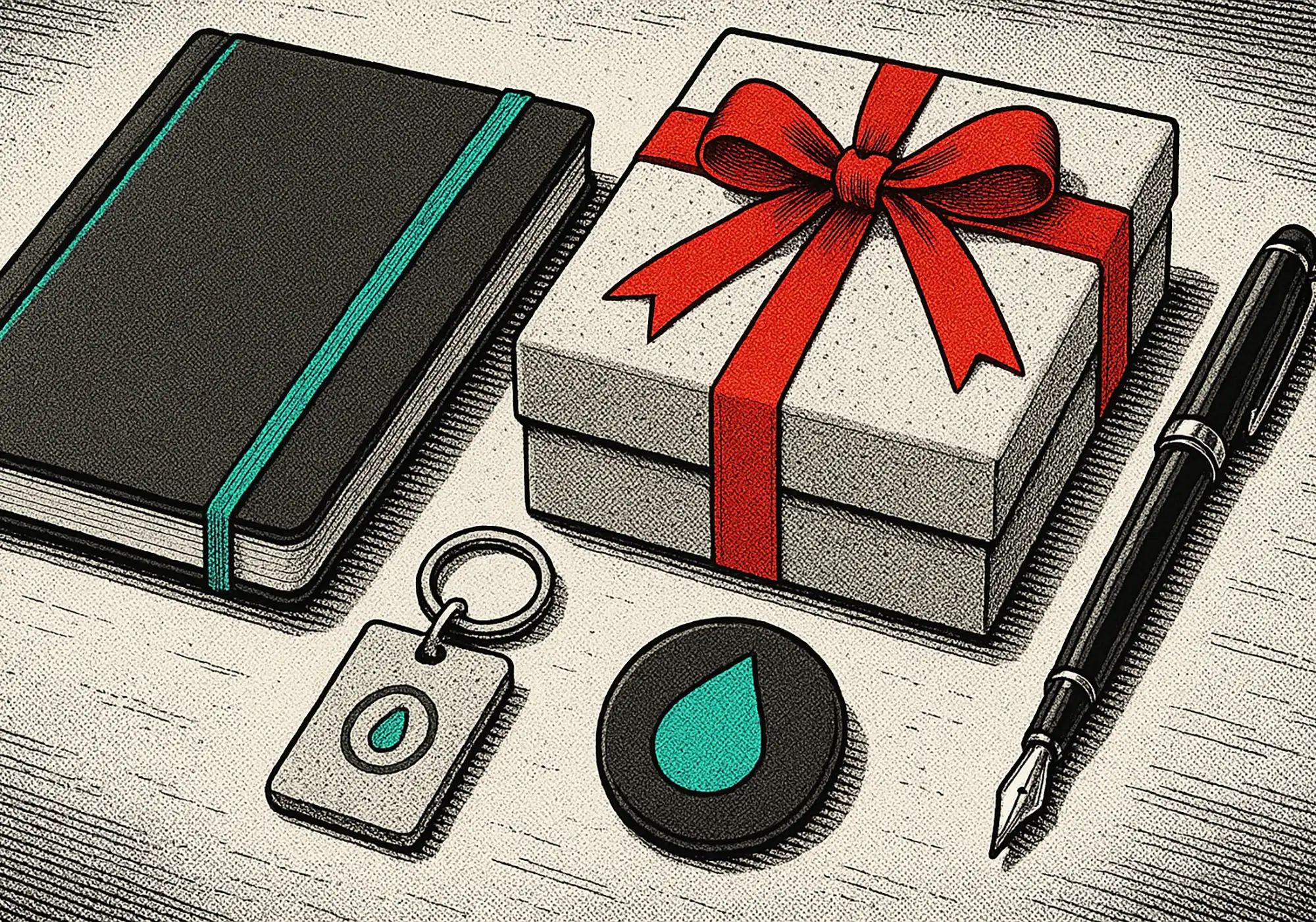 hochwertige Werbegeschenke im Mangastil minimalistisch schön dargestellt