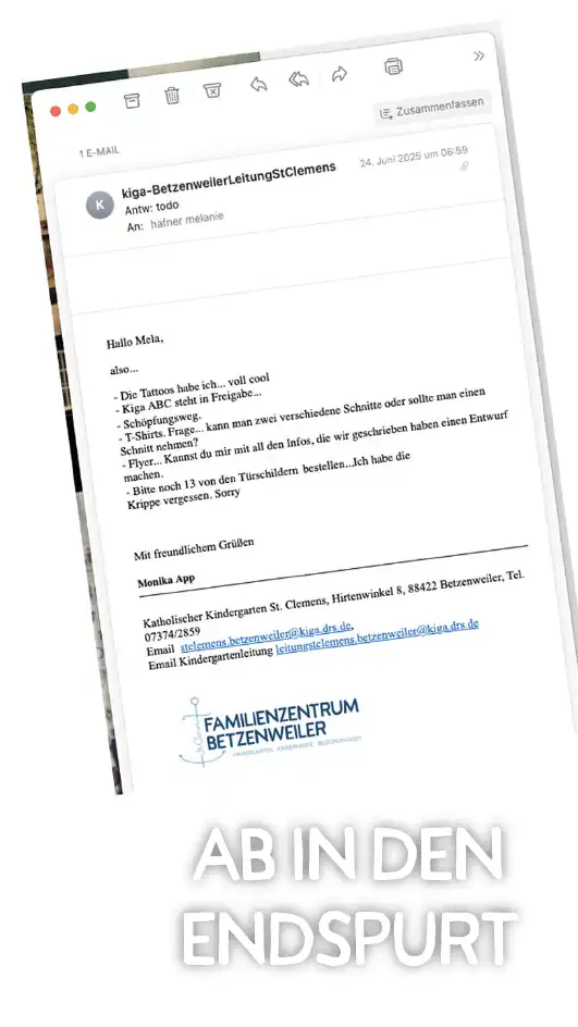 Kindergarten Familienzentrum Kommunikation in Mails für Neuausrichtung Familienzentrum im visuellen Vergleich