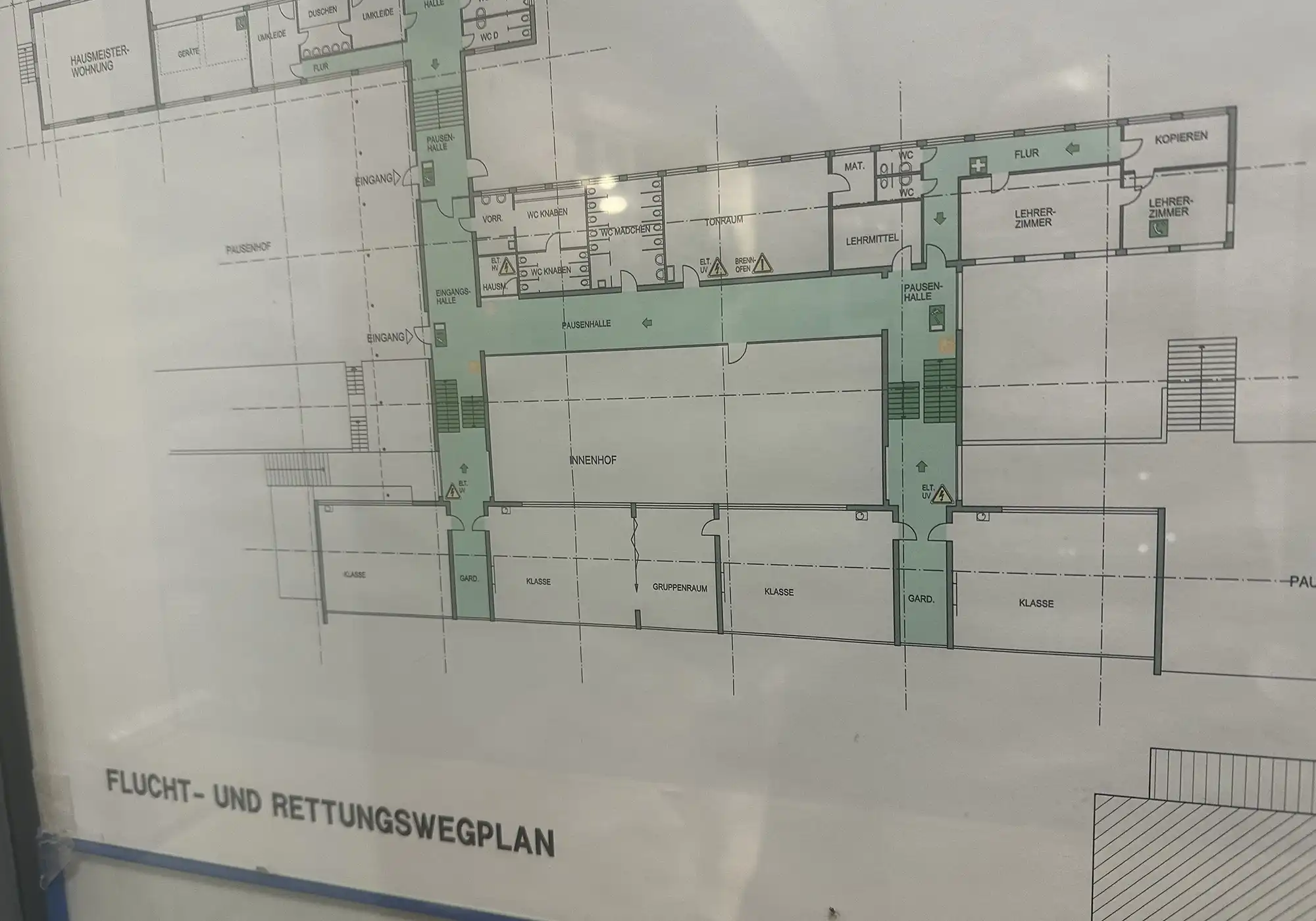 Rettungsplan der Sinn mache mit Leitsystem Schule